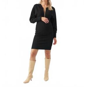 NEW RIPE zip knit nursing dress in black